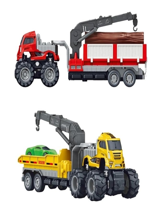 Oupstrive Car & Wooden Transport Truck 1:43 Metal Toys Alloy Diecast Truck Set Toy, Diecast Miniature Car Model Best Birthday Gift for Kids[Multicolor = Pack of 2 ] - Image 1